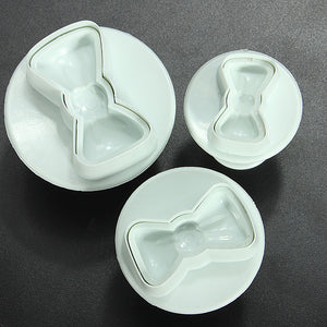 3Pcs Mini Bowknot White Plastic Cake Decorating Mold