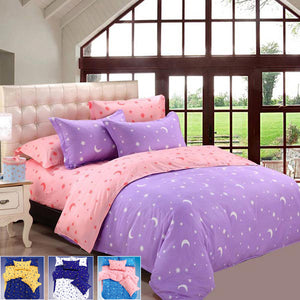 KCASA KC-BS20 4pcs Bedding Suit Polyester Fibre Star Moon Reactive Printed Bedding Sets