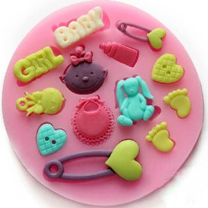 F0486 Silicone Baby Girl Cake Mould Fondant Chocolate Mold Bake Tool