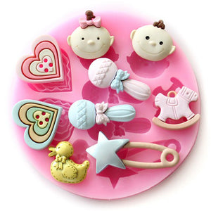 F0489 Silicone Baby Heart Duck Cake Mould Fondant Chocolate Soap Mould