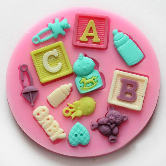 F0490 Silicone Baby Letter Bear Cake Mould Fondant Decoration Mould