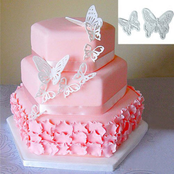 2Pcs Plastic Butterfly Cake Cookies Cutter Cale Decorating Tool