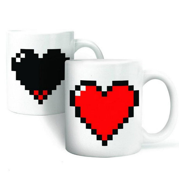 Creative Ceramic Love Heart Coffee Cup Sensitive Color Changing Mug