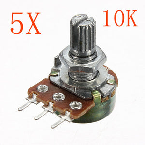 5pcs 200V 0.2W 10K Ohm Potentiometers Single Linear