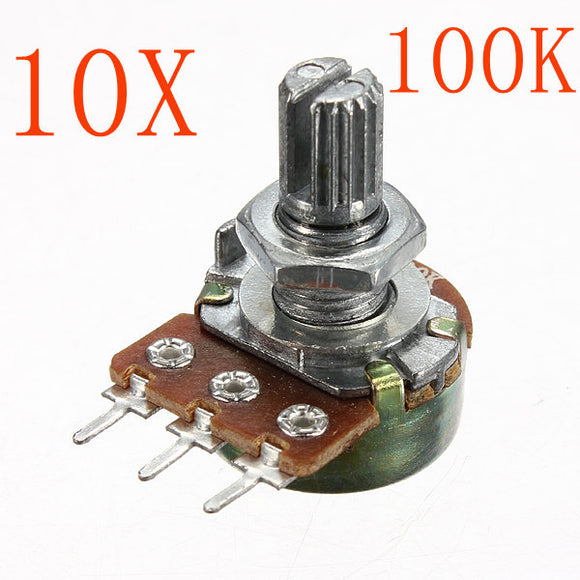 10pcs 200V 0.2W 100K Ohm Potentiometers Single Linear