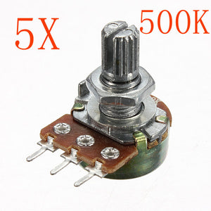 5pcs 200V 0.2W 500K Ohm Potentiometers Single Linear