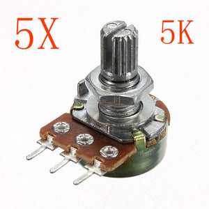 5pcs 200V 0.2W 5K Ohm Potentiometers Single Linear