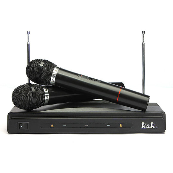 Dual Cordless Wireless Mic Microphone with Receiver