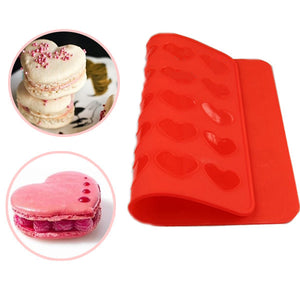 Heart Macaron Baking Mold Silicone Mat Pastry Sheet Muffin Tray