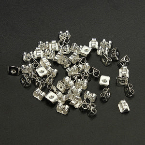 50Pcs Silver Butterfly Earring Backs Stoppers Jewelry Earnuts Studs