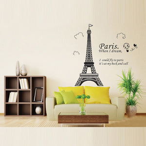 Home Decoration Romatic Paris Eiffel Tower Wall Decals Stickers