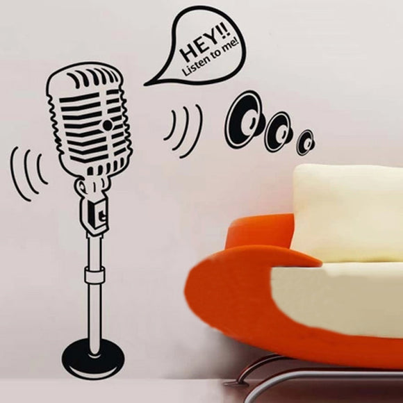 Personality Microphone Music Wall Sticker