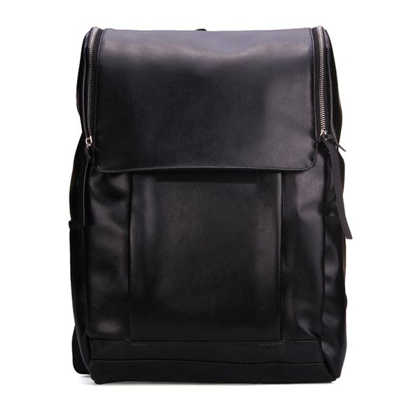 Men's Vintage Black PU Leather BackPack School Bag