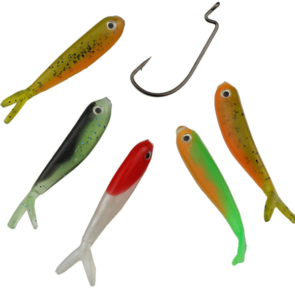 5PCS Soft Fishing Lure Bionic Bass Bait With Crank Hook