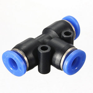 Pneumatic 3 Way T Shaped Connector Fitting for 4-16mm Air Water Pipe