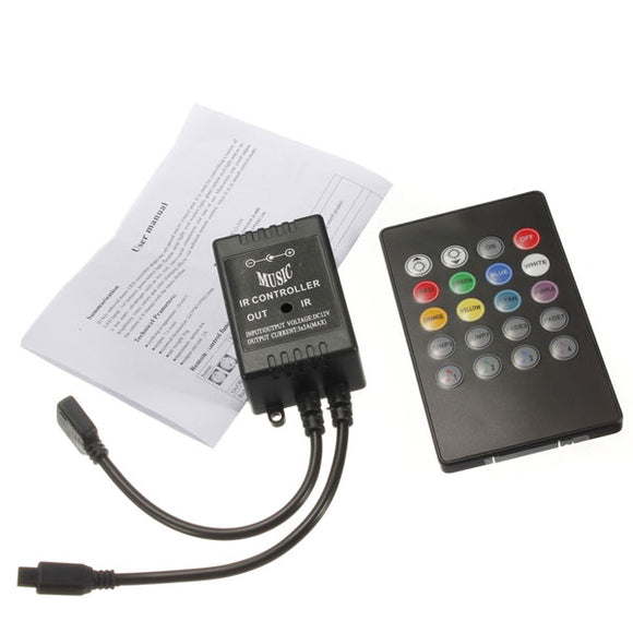 20 Key Music IR Remote Controller Sensor For 3528 5050 RGB LED Strip