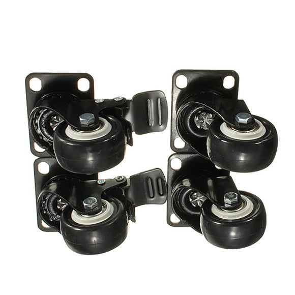 4PCS Heavy Duty PU Swivel Castor Wheels Trolley Furniture Caster