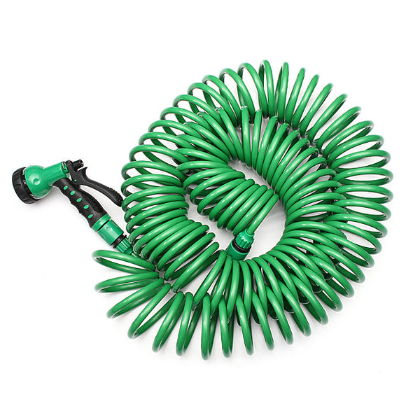 EVA 25M Garden Coiled Water Hose Pipe With Nozzle Washing Car