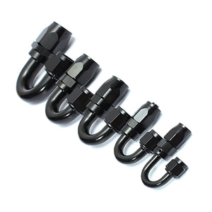 AN 180 Degree Car Swivel Hose End For Braided Nylon Black Aluminum