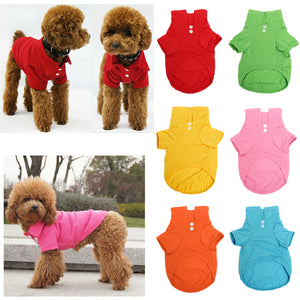 Pet Dog Collar Puppy Polo T-Shirt Clothes Outfit Apparel Coat Cotton