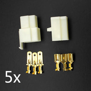 5 x Motorcycle Scooter Male Female 3 Way Connectors 6.3mm Terminal