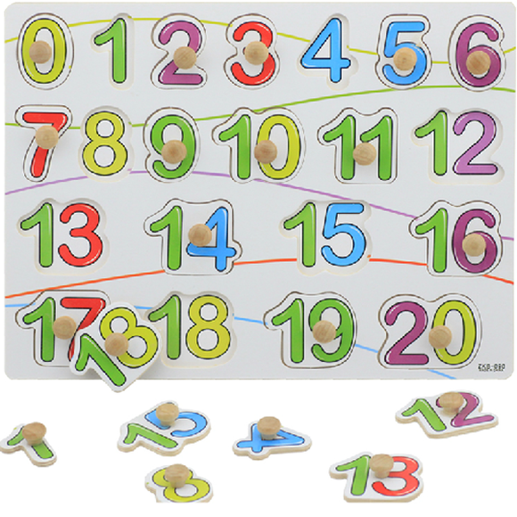 Knob Wooden Number Figure Cognitive Puzzle Kids Educational Developmental Digital Grasp Jigsaw Toy