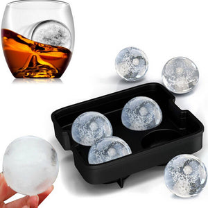 Honana Four Holes Silicone Whiskey Ice Hockey Mold Ice Cube Tray With Lid