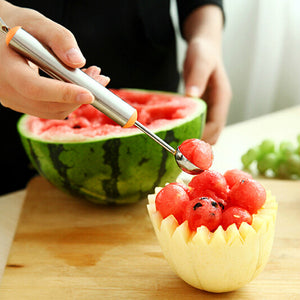 Honana Multi-function Stainless Steel Fruit Carving Knives Watermelon Melon Balls Ice Cream Spoon