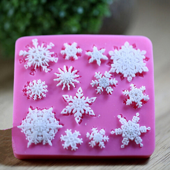 Christams Silicone Snowflakes Cake Mold Xmas Fondant Cake Decoration Mould