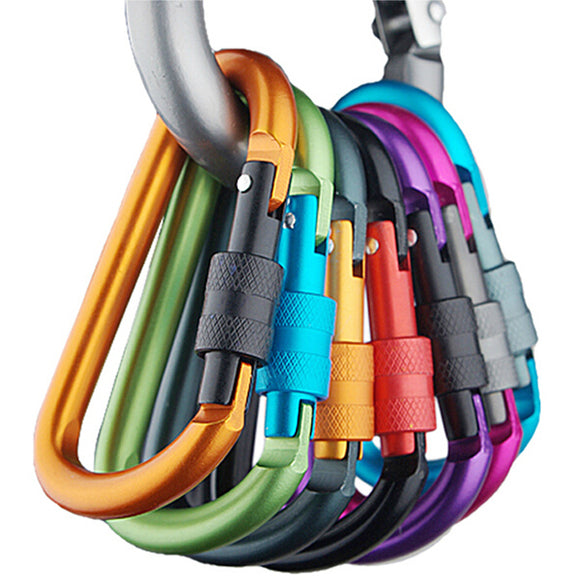 5PCS Safety Buckle Aluminum Carabiner Key Chain Quick Release Lock Multicolours For Camping Hiking