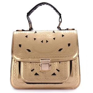 Women Cutout Metal Color Embossed Envelope Shoulder Bag