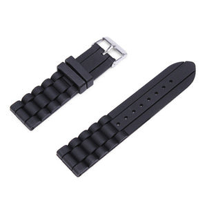 Black Silicone Rubber Waterproof Diver Watch Band Strap Outdoor Sports