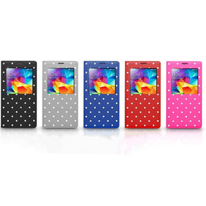 Kajsa Polka Dot Design With Window Flip Cover For Samsung S5 I9600