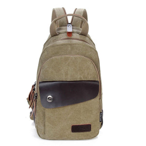 Mens Canvas Outdoor Chest Pack Cross Body Single Shoulder Bag Backpack