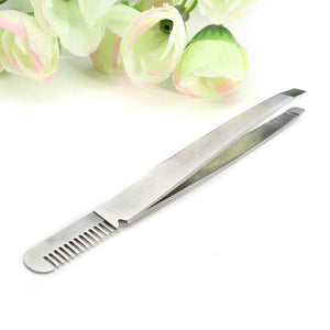 Stainless Steel Eyebrow Clip Tweezers Comb Makeup Beauty Tools