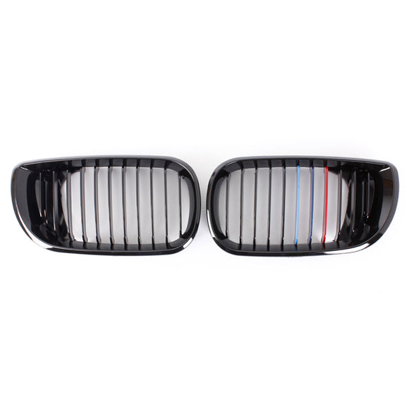 Front Gloss Black M-color Kidney Grille Grill For BMW 3Series 02-05