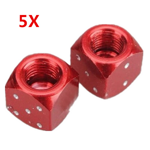 10Pcs Red Metal dice Bike Car Tyre Valve Covers