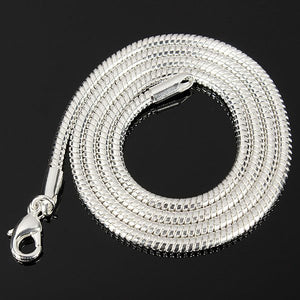 Unisex 3mm Silver Plated Solid Snake Chains Necklace