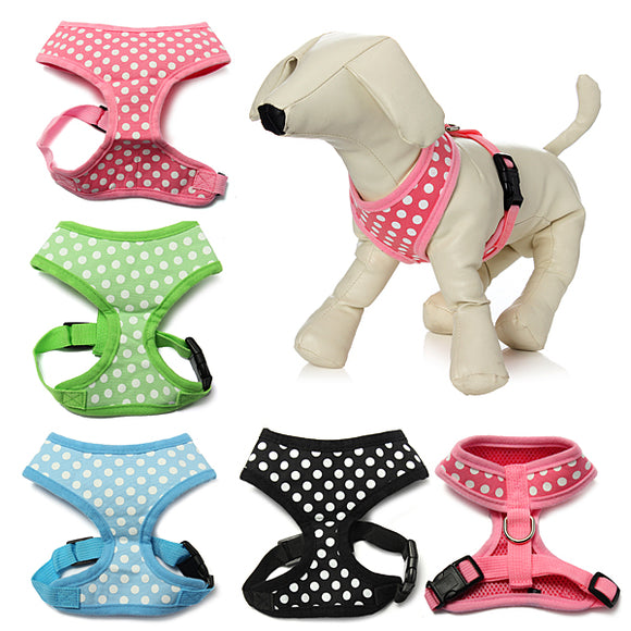 Pet Dog Cat Polka Dots Dotted Adjustable Soft Mesh Harness Net Leash