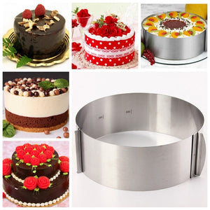 6 to12 Inch Stainless Steel Adjustable Mousse Cake Ring Baking Mold