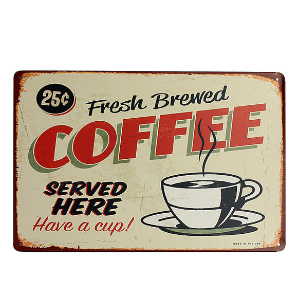 Coffee Tin Sign Retro Vintage Metal Plaque Bar Pub Cafe Wall Decor