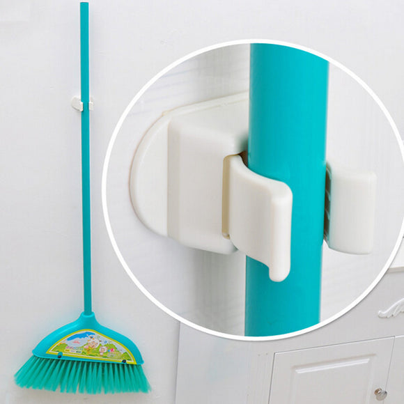 Multifunction Broom Mop Hook Pole Holder Spring Clip Design