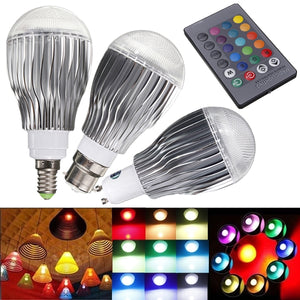 E14 9W RGB LED Magic Light Bulb Lamp With IR Remote Control AC 85-265V