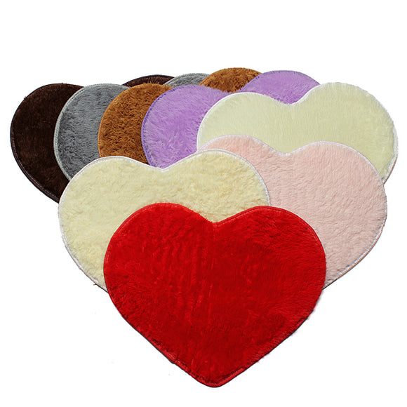 70x80cm Shaggy Heart Shower Rug Bath Mat Carpet Doormat Home Decor