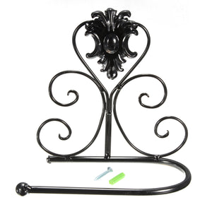 Classical Black Iron Toilet Paper Roll Holder Bathroom Wall Rack