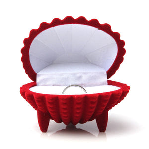 Creative Shell Shape Velvet Ring Earrings Pendant Gift Box Jewelry Case