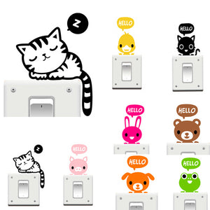 Vinyl Removable Funny Cat Switch Stickers Black Art Decal Home Decor