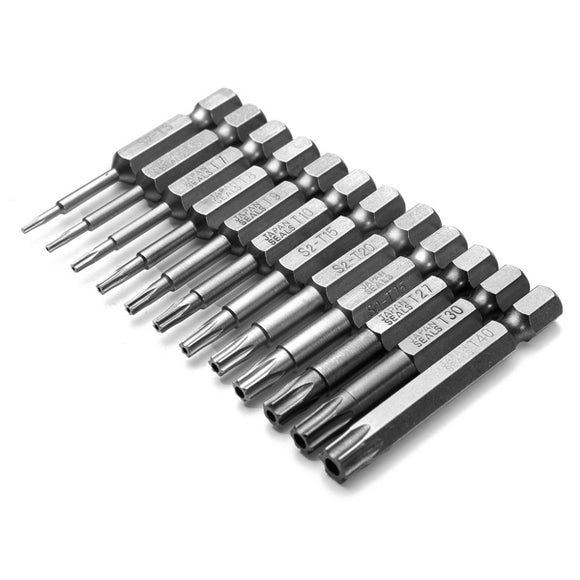 12pcs 1/4 Inch 50mm*T5-T40 Magnetic Torx Screwdriver Bits Set