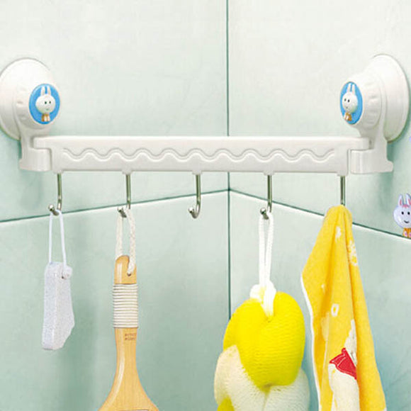 Bathroom Kitchen Wall 5 Hooks Powerful Vacuum Suction Cup Hanger