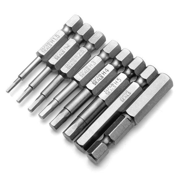 8pcs 50mm 1/4 Inch Hex Shank Magnetic Hex Head Screwdriver Bits